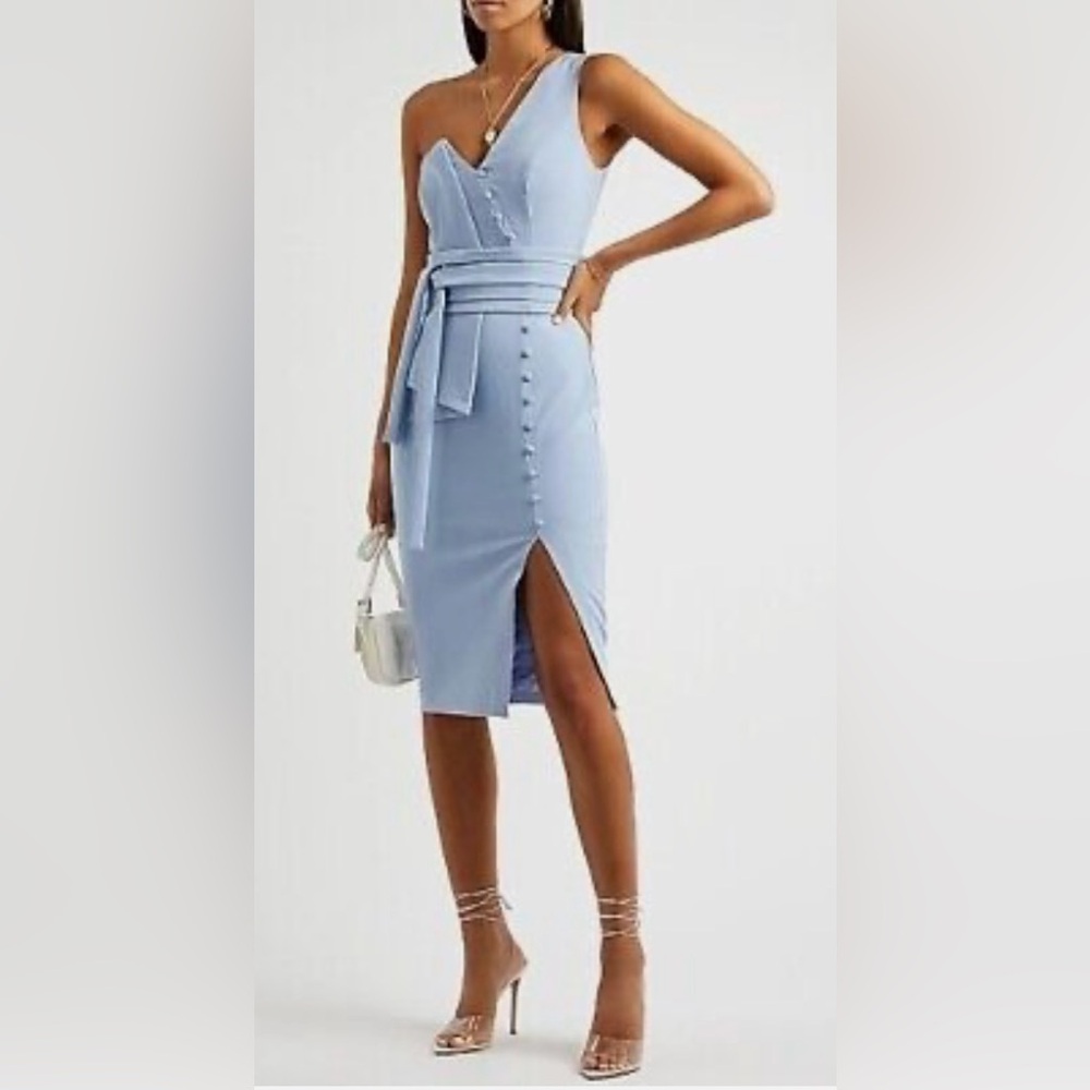 Lavish Alice Origami One-Shoulder Midi Dress in cornflower blue